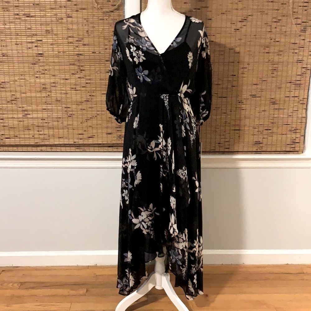 Calvin Klein dress with sheer overlay and slip